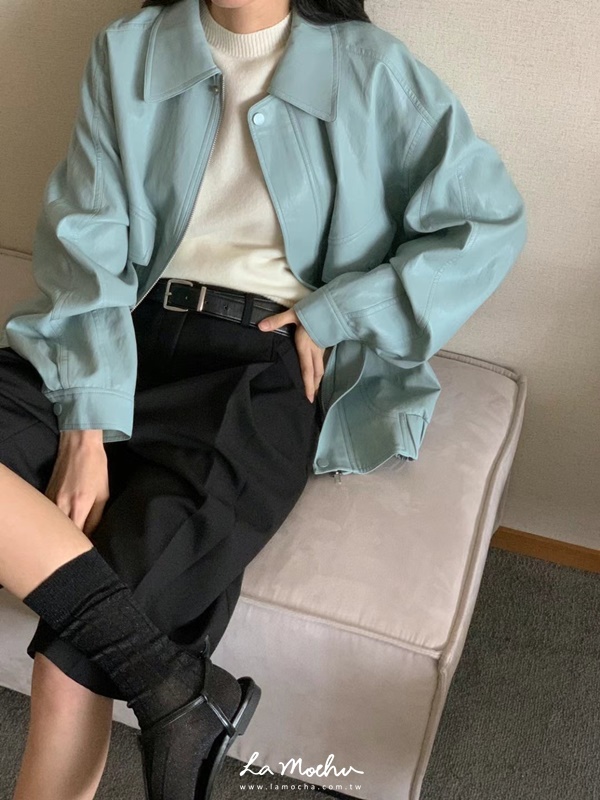 人造羊皮拉鍊外套